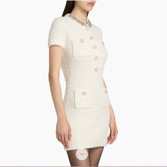 Self Portrait Textured Boucle Minidress NWT S Channel vibes soft yet structured - Picture 5 of 11